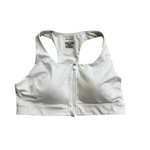 Tek Gear Women's white zip up front sports bra size large
